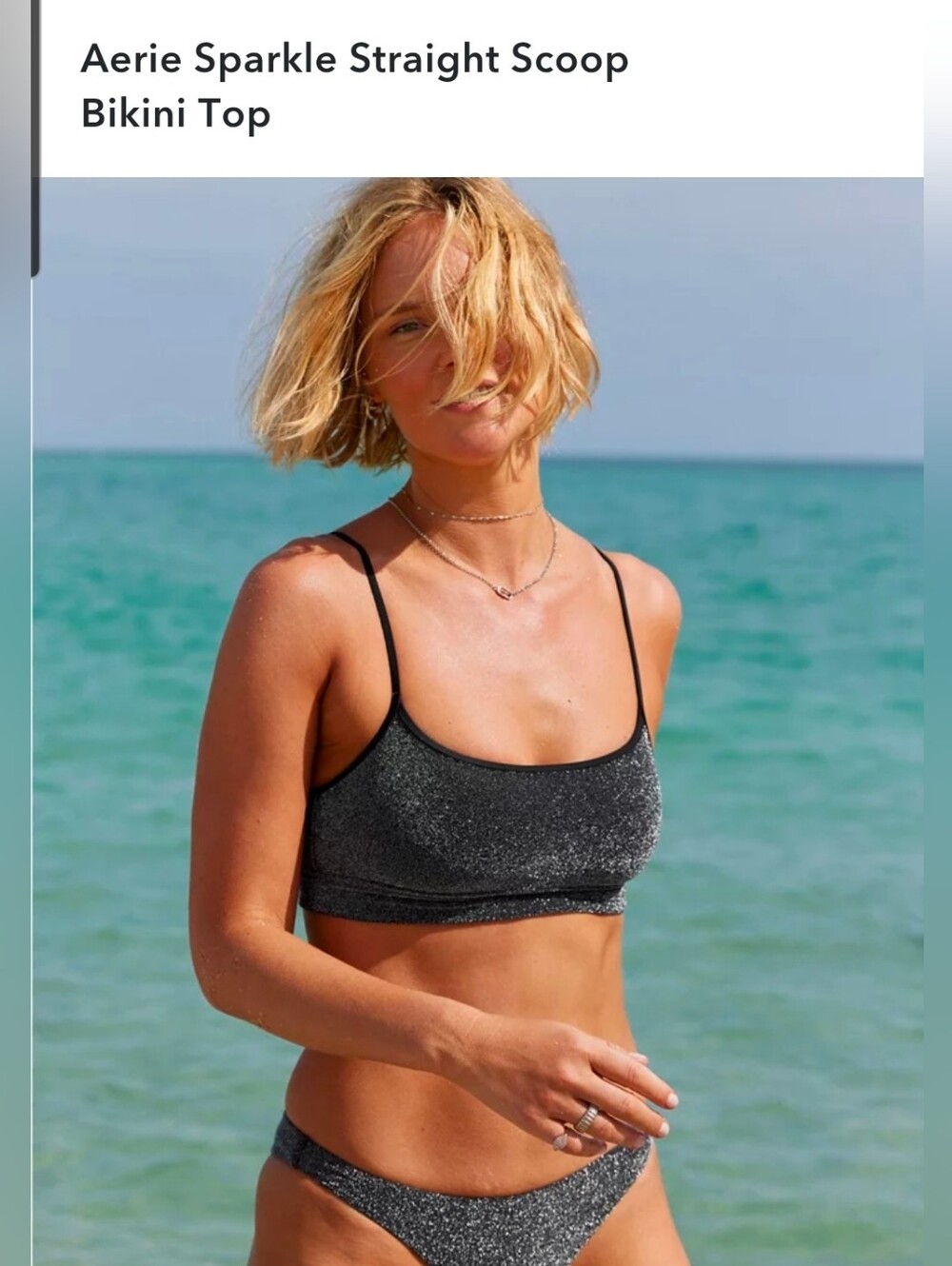 Aerie Sparkle Straight Scoop Bikini Top